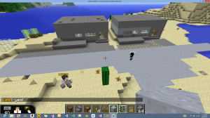 Working on our building skills in MinecraftEdu; we we'ere going for the "sameness" look!